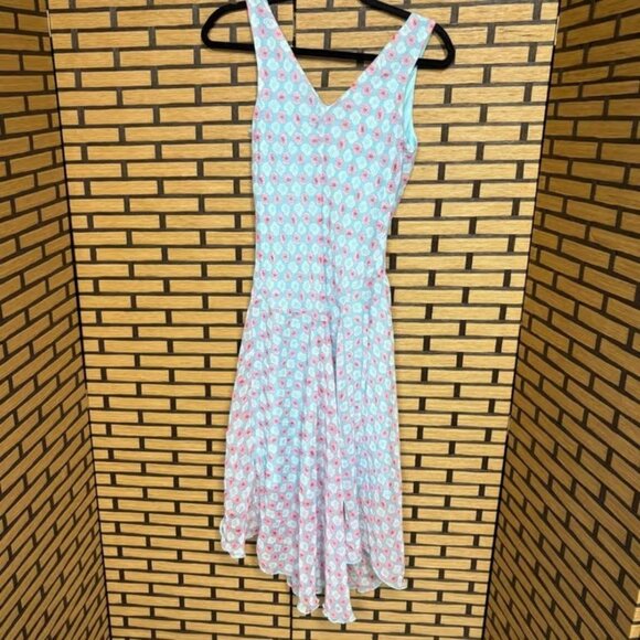 Bisou Bisou Blue Floral Cowl Neck Dress Size 8 - Picture 2 of 3